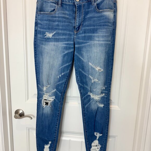 AMERICAN EAGLE Distressed High Rise Jegging - Size Women's 14R - Picture 1 of 6